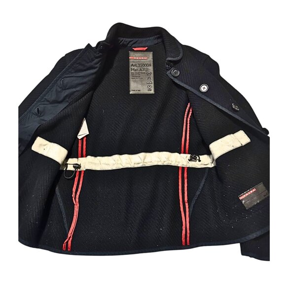 Prada Linea Rossa Wool Jacket Navy Blue Size L Made in Italy Early 2000s - Picture 9 of 14